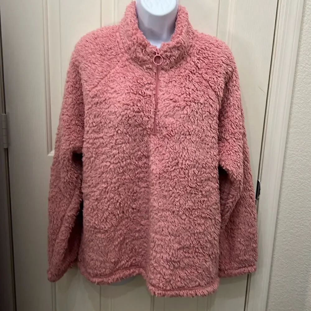 Dittos Quarter-Zip Jacket Super Cozy Sherpa XLarge Pink Warm Soft Comfy Winter
